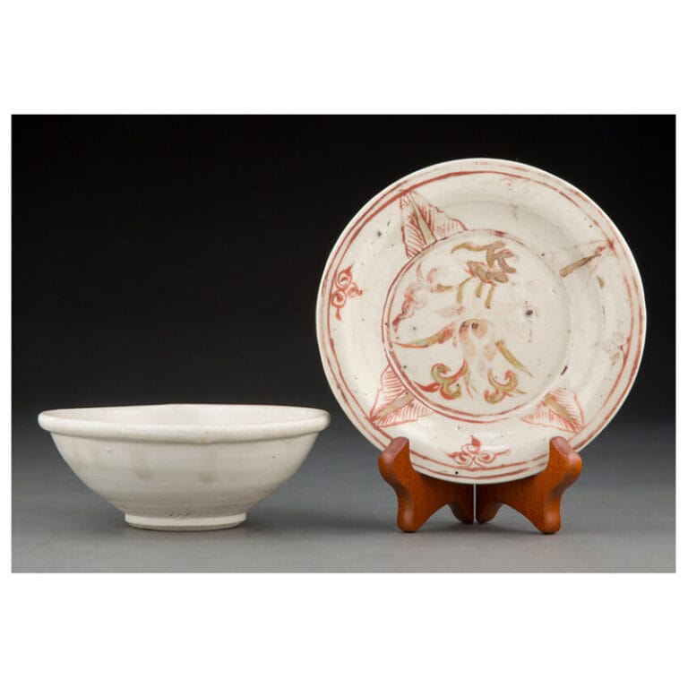A Chinese Ding-Type Glazed Bowl and Dish