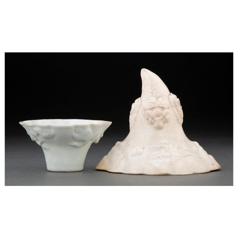 Two Chinese Ding Type Porcelain Libation Cups