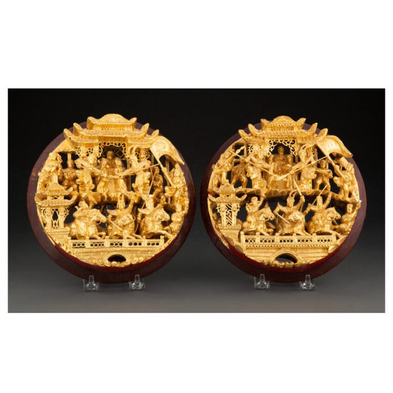 A Pair of Chinese Gilt Wood Plaques from the Esate of Tony Hsieh