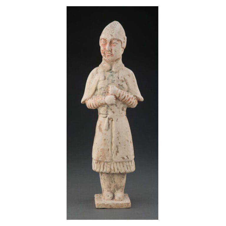 A Chinese Pottery Figure of a Standing Warrior