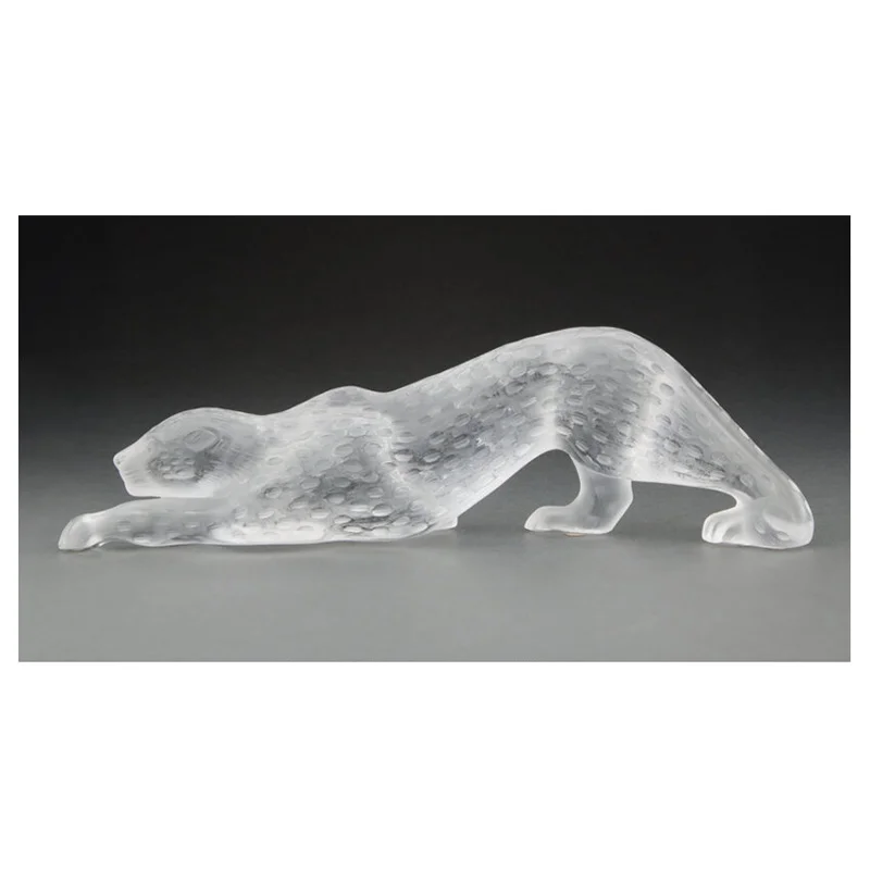 Lalique Clear and Frosted Glass Zeila Panther Figure