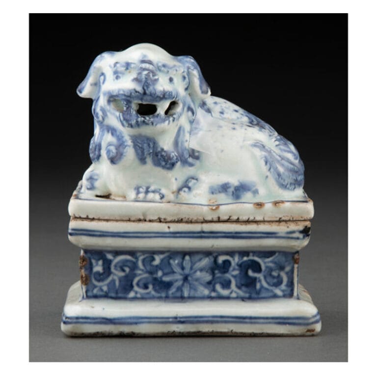A Chinese Blue and White Lion-Form Censer, Ming Dynasty, Wanli Period