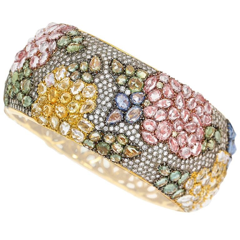 Diamond, Multi-Color Sapphire, Gold Bracelet