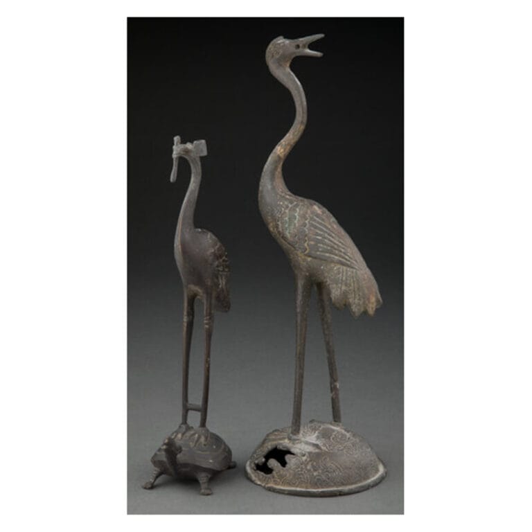 Two Japanese Bronze Cranes