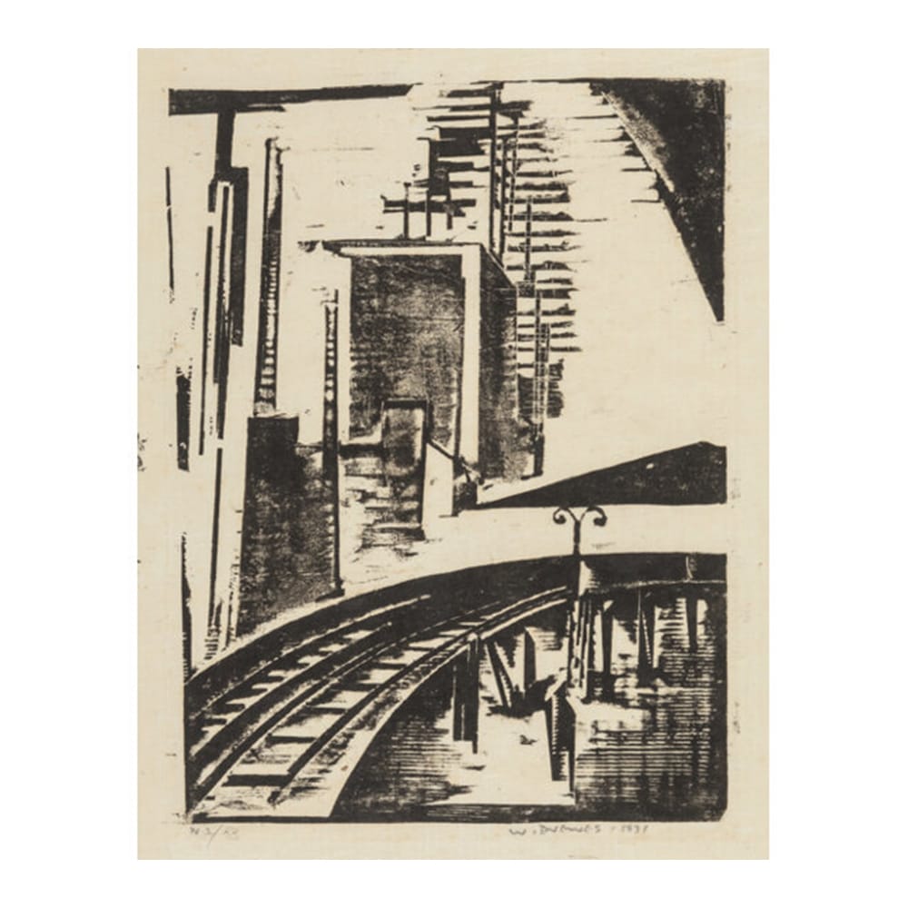 Werner Drewes (1899-1985). Elevated Turn, 1931. Woodcut on Japanese paper
