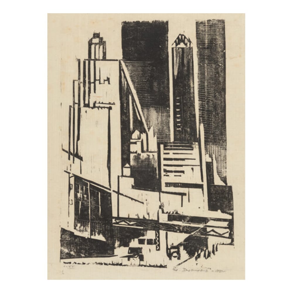 Werner Drewes (1899-1985). New Towers, New York City, 1931. Woodcut on Japanese paper