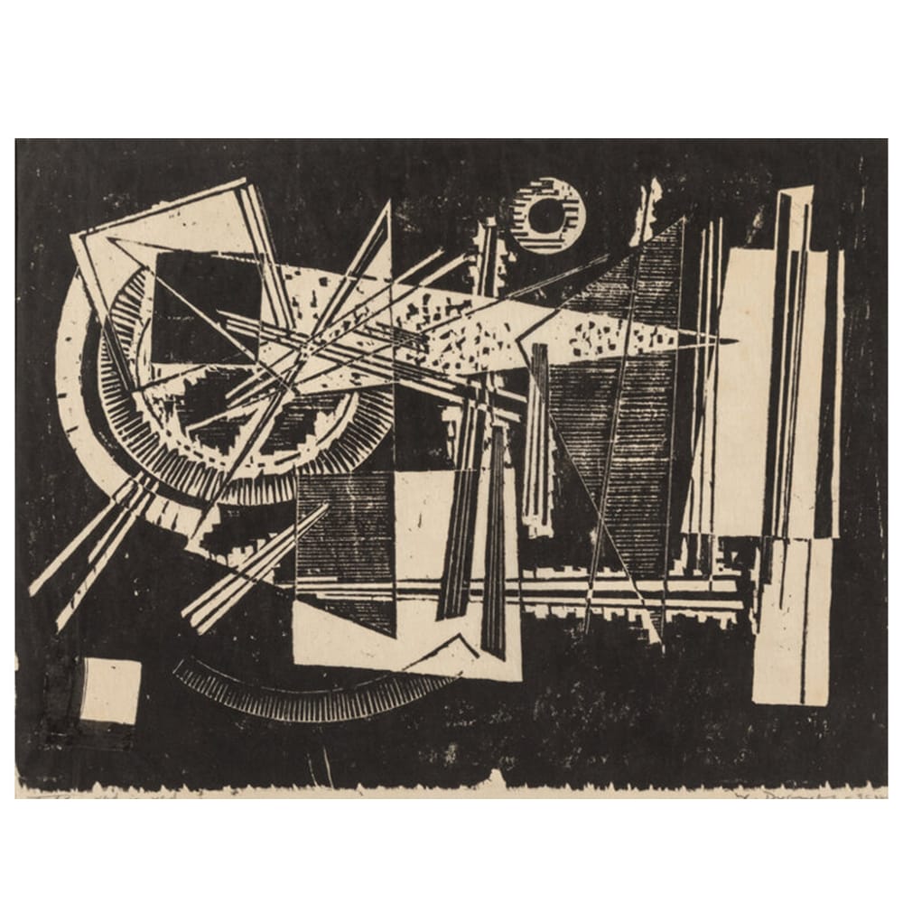 Werner Drewes (1899-1985). Red on Red, 1936. Woodcut on Japanese Paper