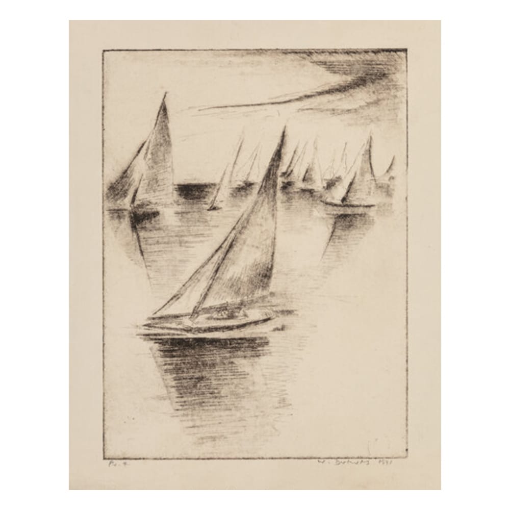 Werner Drewes (1899-1985). New Rochelle, Sailing Race 1, 1931. Etching on wove paper