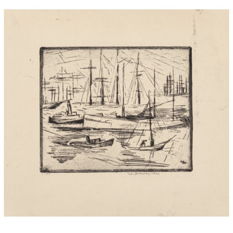 Werner Drewes (1899-1985). San Francisco Harbor Scene I, Harbor, Oakland, 1926