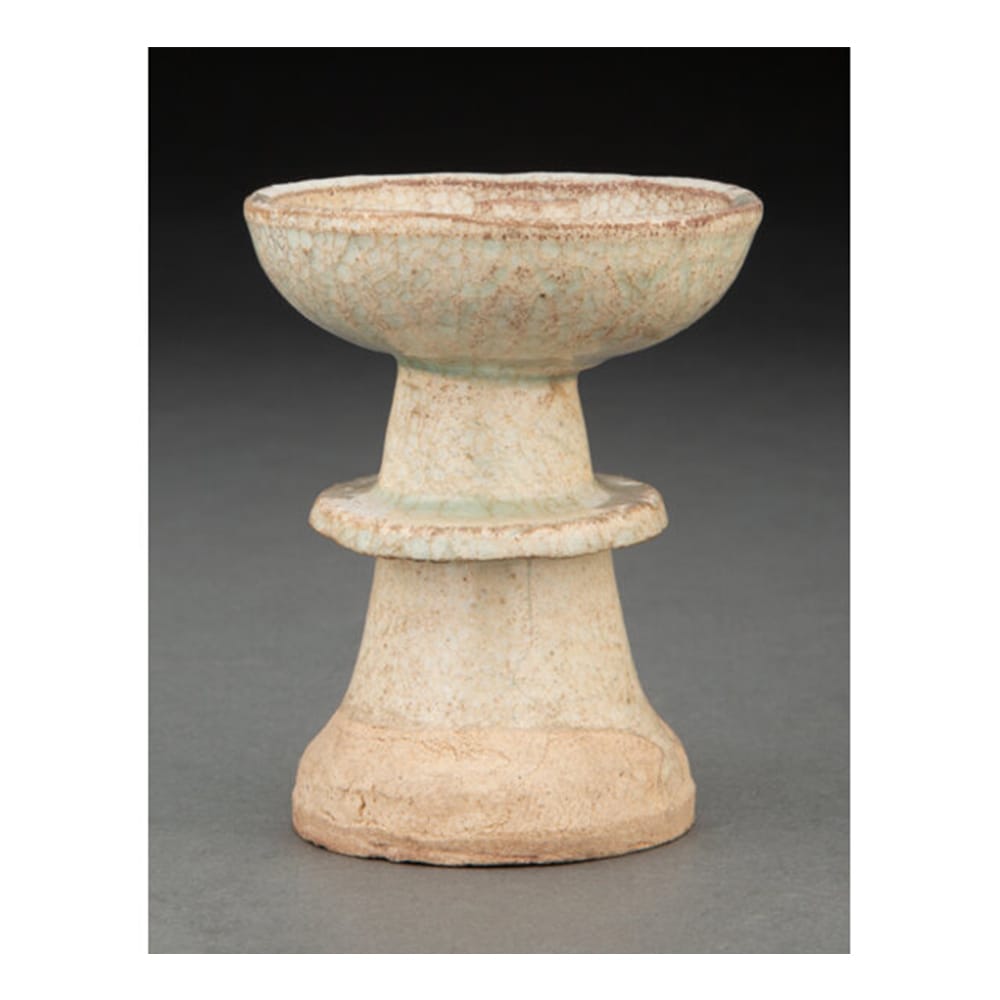 A Small Chinese Glazed Stem Form Oil Lamp, Song Dynasty